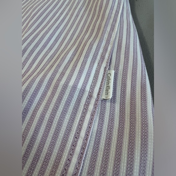 Calvin‎ Klein Shirt Men's Sz Large Purple Pinstripe Button Up Long Sleeve - Picture 9 of 10